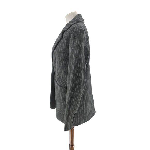 Universal Thread Womens Pinstripe Blazer Size S Gray & White 100% Recycled Polye - Picture 2 of 11